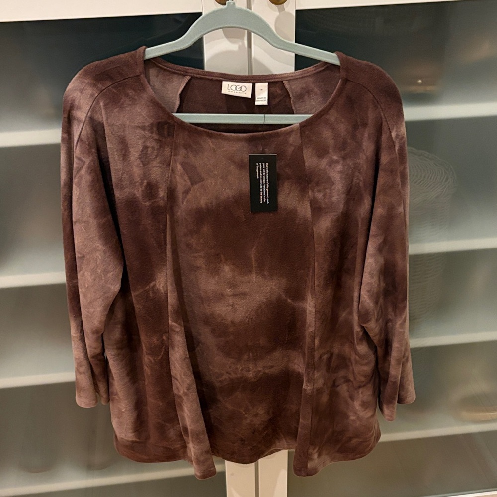 NEW LOGO by Lori Goldstein Women's Chocolate Tie-Dye Blouse